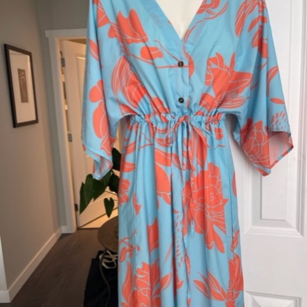 Floral kimono print dress